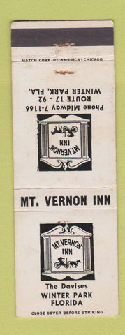 Matchbook Cover - Mount Vernon Inn Winter Park FL