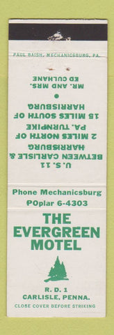 Matchbook Cover - Evergreen Motel Carlisle PA