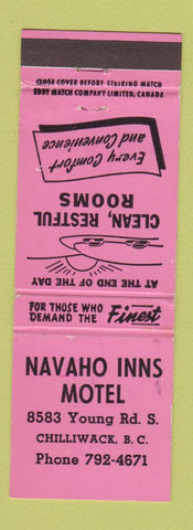 Matchbook Cover - Navaho Inns Motel Chilliwack BC