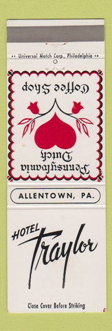 Matchbook Cover - Hotel Traylor Allentown PA Dutch Coffee Shop