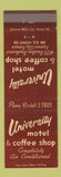 Matchbook Cover - University Motel Coffee Shop Kansas City KS