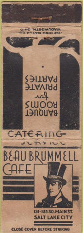Matchbook Cover - Beau Brummell Salt Lake City UT WORN