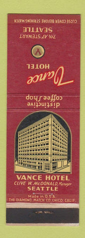 Matchbook Cover - Vance Hotel Seattle WA
