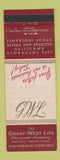 Matchbook Cover - Great West Life Insurance Winnipeg MB