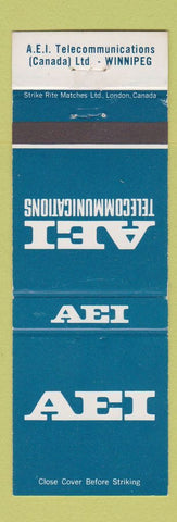Matchbook Cover - AEI Telecommunications Telephone Winnipeg MB