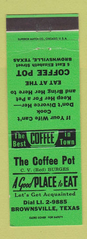 Matchbook Cover - Coffee Pot Restaurant Brownsville TX WEAR