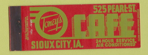 Matchbook Cover - Toney's Cafe Sioux City IA Full Length