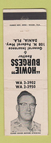 Matchbook Cover - Howie Burgess Real Estate Dania FL WEAR