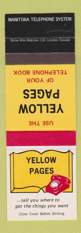 Matchbook Cover - Yellow Pages Phone Book MB Manitoba Telephone SAMPLE