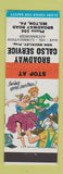 Matchbook Cover - Broadway Calso oil gas Milton PA hillbilly