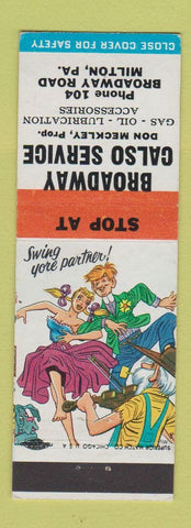 Matchbook Cover - Broadway Calso oil gas Milton PA hillbilly