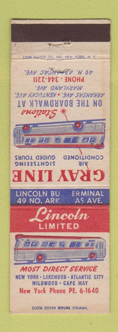 Matchbook Cover - Gray Line Bus Service Wildwood Atlantic City Cape May NJ