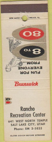 Matchbook Cover - Cancho Recreation Salt Lake City UT bowling