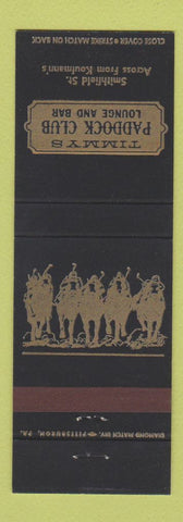 Matchbook Cover - Timmys Paddock Club Pittsburgh?