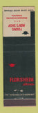 Matchbook Cover - Florsheim Shoes Young Men's Shop Fredericksburg VA