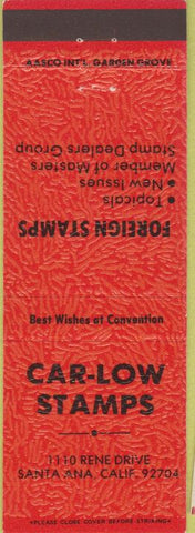 Matchbook Cover - Car Low Stamps Santa Ana CA collecting