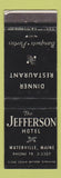 Matchbook Cover - Jefferson Hotel Waterville ME