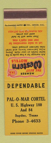 Matchbook Cover - Pal O Mar Courtel Motel Snyder TX Best Western