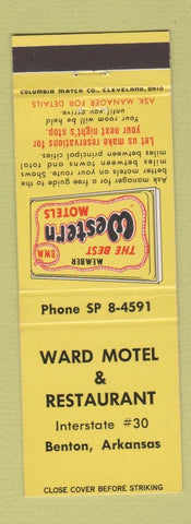 Matchbook Cover - Ward Motel Restaurant Benton AR Best Western