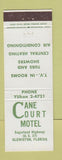 Matchbook Cover - Cane Court Motel Clewiston FL