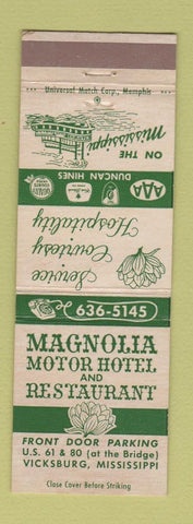 Matchbook Cover - Magnolia Motor Hotel Restaurant Vicksburg MS
