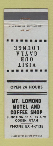 Matchbook Cover - Mount Lomond Motel Coffee Shop Ogden UT