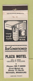 Matchbook Cover - Plaza Motel Nevada MO