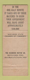 Matchbook Cover - Wisconsin State Chamber of Commerce WI