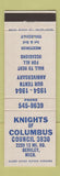 Matchbook Cover - Knights of Columbus Council Berkley MI 1964