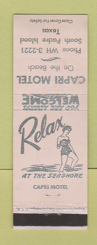 Matchbook Cover - Capri Motel South Padre Island TX LAVENDER WEAR