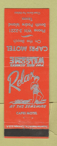 Matchbook Cover - Capri Motel South Padre Island TX ORANGE