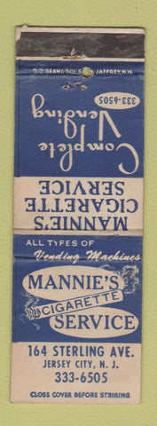 Matchbook Cover - Mannie's Cigarette Service Vending Jersey City NJ DD BEAN WEAR