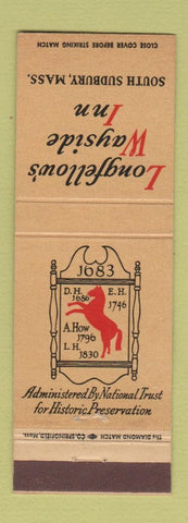 Matchbook Cover - Longfellow's Wayside Inn South Sudbury MA