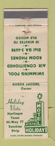 Matchbook Cover - Motel Holiday Vista Harlingen TX WEAR