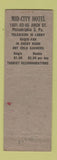 Matchbook Cover - Mid City Hotel Philadelphia PA bellhop