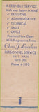 Matchbook Cover - Chas Loveless Temp Agency Tulsa OK employment