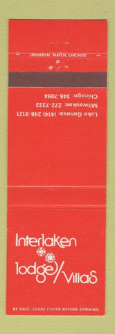 Matchbook Cover - Interlaken Lodge Villas Lake Geneva WI