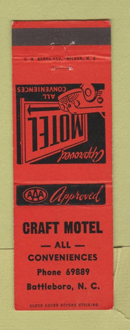 Matchbook Cover - Craft Motel Battleboro N WEAR