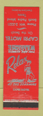 Matchbook Cover - Capri Motel South Padre Island TX RED