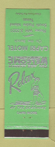 Matchbook Cover - Capri Motel South Padre Island TX GREEN
