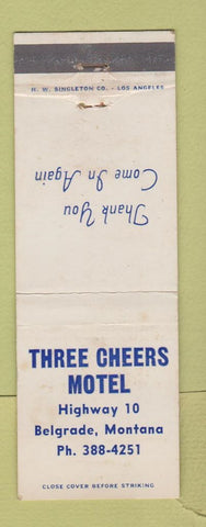 Matchbook Cover - Three Cheers Motel Belgrade MT WEAR