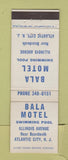 Matchbook Cover - Bala Motel Atlantic City NJ
