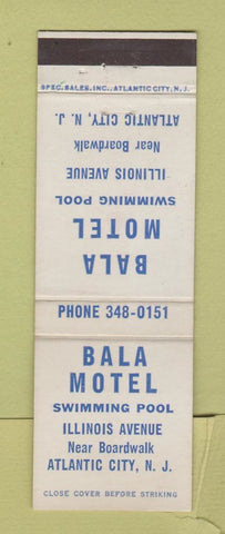 Matchbook Cover - Bala Motel Atlantic City NJ