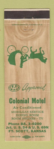 Matchbook Cover - Colonial Motel Fort Scott KS CREASES