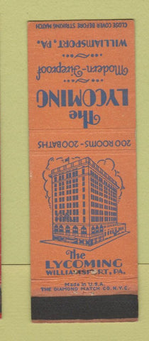 Matchbook Cover - Lycoming Hotel Williamsport PA WEAR