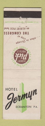 Matchbook Cover - Hotel Jermyn Scranton PA Albert Pick