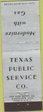 Matchbook Cover - Texas Public Service Co Natural Gas