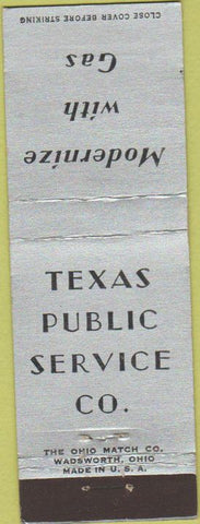 Matchbook Cover - Texas Public Service Co Natural Gas