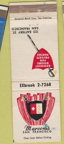 Matchbook Cover - Marconi's Restaurant San Francisco CA WEAR