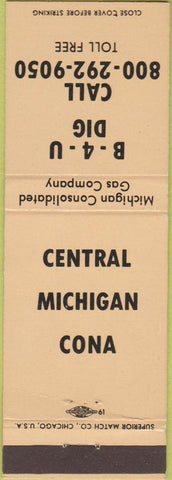 Matchbook Cover - Central Michigan Gas Co call before digging